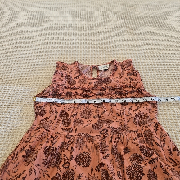 Universal Thread Coral and Brown Floral Ruffled Tiered Midi Sundress Size Small - Picture 7 of 12